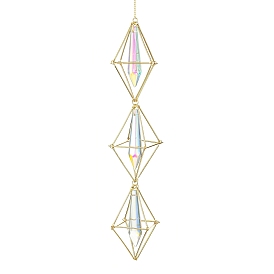 Brass Pouch Transparent Glass Big Cone Pendulum Pendant Decorations, for Home Decorations