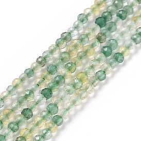 Perles synthétiques de quartz jaune vert, facette, ronde