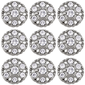 10шт. 1пуговицы с отверстиями из цинкового сплава со стразами на ножке, плоско-круглые