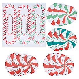 ARRICRAFT Christmas Candy Cane PVC Wall Stickers, for Home Living Room Bedroom Wall Decorations, Oval & Flat Round