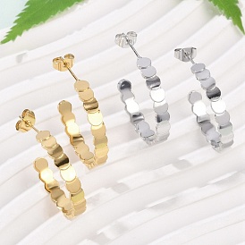 304 серьги-гвоздики из нержавеющей стали c-образной формы, ионное покрытие (ip)