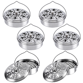 6 Porte-spirale anti-moustiques portable en acier inoxydable avec poignée, boîte d'encens anti-moustiques
