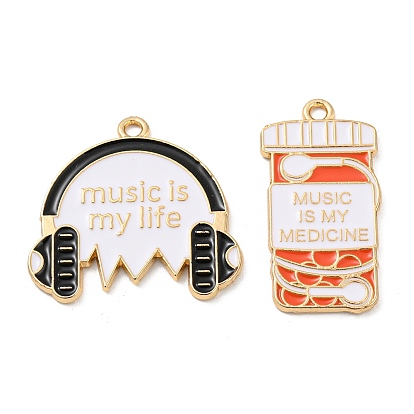 Подвески из сплава , с эмалью, наушники, золотой свет