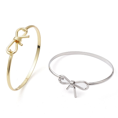 Bowknot Brass Bangles, Long-Lasting Plated, Lead Free & Cadmium Free