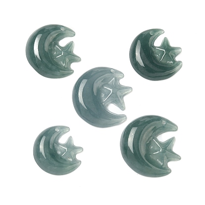 Подвески из натурального жадеита, луна со звездным шармом