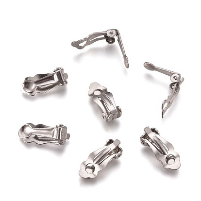 304 Stainless Steel Clip-On Earrings Findings, 16x7x6mm