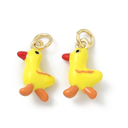 Латунные подвески, прелести утки, с эмалью, долговечный, стойки покрытие, без свинца и без кадмия, с целью перехода в кольце
