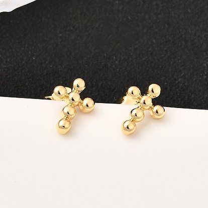 Серьги-гвоздики в форме креста из латуни, без кадмия и без свинца