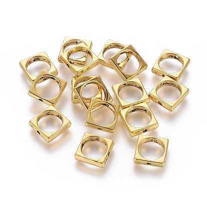 Tibetan Style Alloy Bead Frames, Lead Free and Cadmium Free, Square