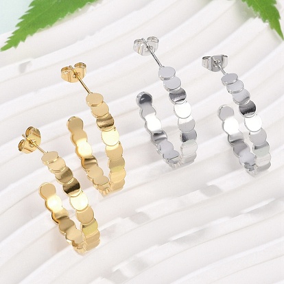 304 серьги-гвоздики из нержавеющей стали c-образной формы, ионное покрытие (ip)