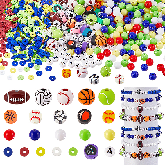 Наборы для изготовления ювелирных изделий своими руками в виде спортивных мячей, в том числе акриловые бусины, Бусины из полимерной глины 