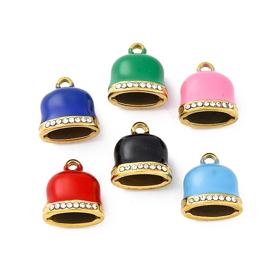 304 подвеска на конец шнура из эмалированной нержавеющей стали, ионное покрытие (ip), реальный 18 k позолоченный, со стразами