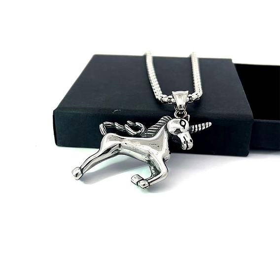 Ожерелья из нержавеющей стали с подвеской в виде единорога для женщин и мужчин