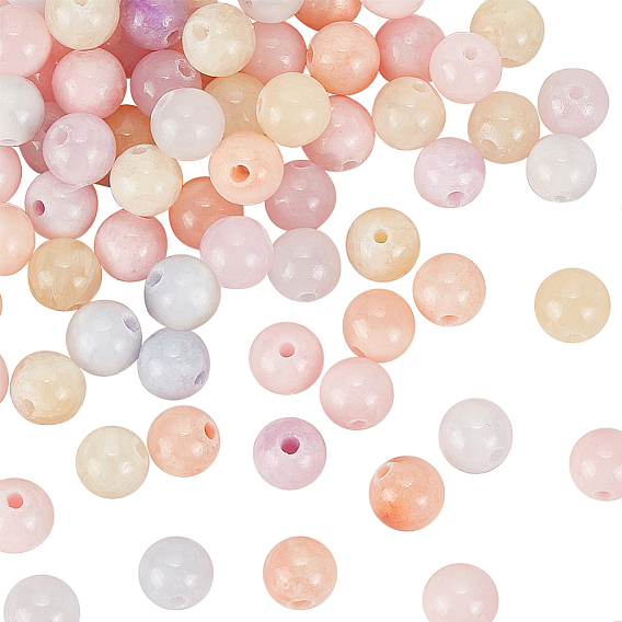 2 нити натуральные зеленые нефритовые бусины нити, окрашенные, круглые