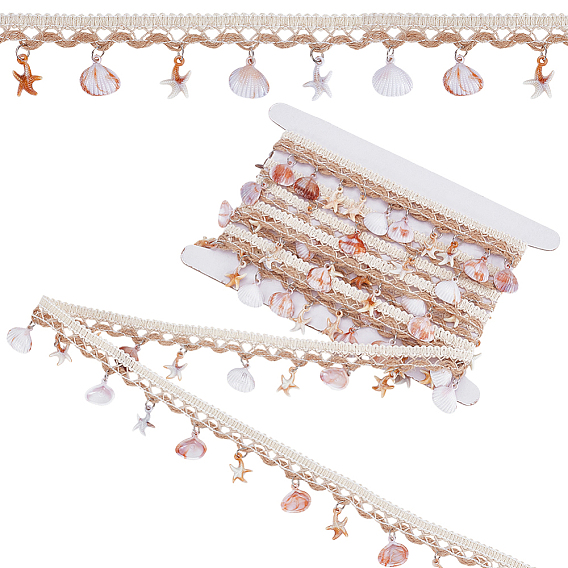 4 метров хлопчатобумажных ниток, льняной и бисерной ленты., для аксессуаров для одежды