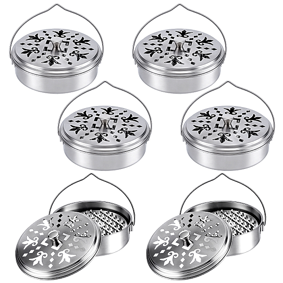 6Pcs Portable Stainless Steel Mosquito Coil Holder with Handle, Mosquito Incense Box