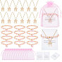 12 Colliers avec pendentif nœud papillon en alliage émaillé et perles en plastique CCB avec bracelets à breloques en forme de cœur, y compris les sacs en organza, cartes en papier