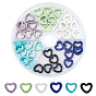 60Pcs 6 Colors Handmade Porcelain Bead Frames, Bright Glazed Porcelain, Heart
