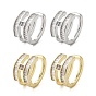 Rack Plating Brass Micro Pave Cubic Zirconia Cuff Ring, Cadmium Free & Lead Free, Long-Lasting Plated