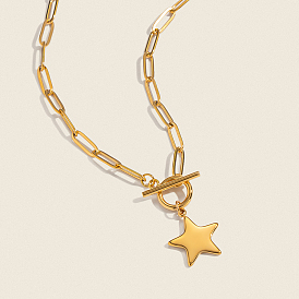 304 подвеска в виде звезды из нержавеющей стали в виде скрепки, цепочка, ожерелье из PT для женщин