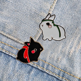 Easter Rabbit Enamel Pin, Gold Plated Alloy Animal Badge for Corsage Scarf Clothes