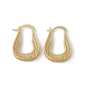Brass Hoop Earrings for Women, Rack Plating, Long-Lasting Plated, Lead Free & Cadmium Free, U Shaped