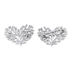 201 Stainless Steel Heart Tree Lapel Pin, Creative Badge for Backpack Clothes, Nickel Free & Lead Free