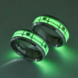 Jewelry Stainless Steel Jewelry Luminous Patch Ring ECG Titanium Steel Couple Ring Accessories