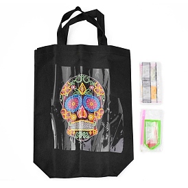 DIY Diamond Painting Handbag Art Kits, Reusable Shopping Tote Cloth Bag, for Woman Home Organizer Craft, Skull Pattern