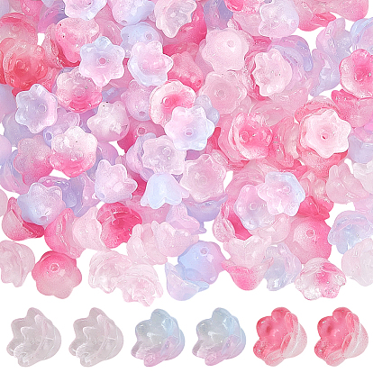 150 шт. прозрачных двухцветных стеклянных бусин, окрашенных распылением, цветок