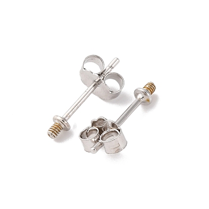 925 Sterling Silver Stud Earring Findings, For Half Drilled Beads