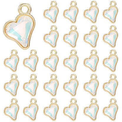 64 стеклянные брелоки шт., сердце прелести, со сплавочной фурнитурой, граненые