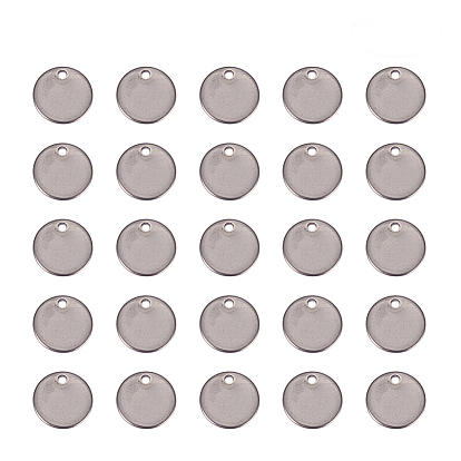 304 pendentifs d'étiquettes vierges en acier inoxydable, plat rond