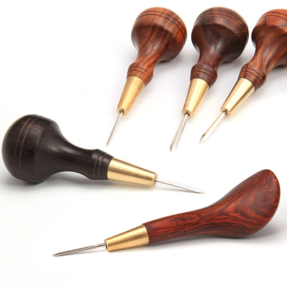 Awl Pricker Sewing Tool, Hole Maker Tool, with Sandalwood Handle, for Punch Sewing Stitching Leather Craft