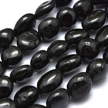 Natural Black Tourmaline Beads Strands, Tumbled Stone, Nuggets