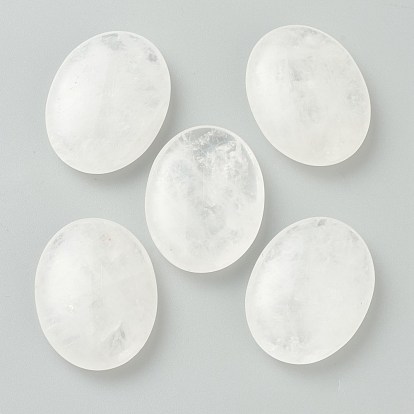 Natural Quartz Crystal Oval Palm Stone, Reiki Healing Pocket Stone for Anxiety Stress Relief Therapy