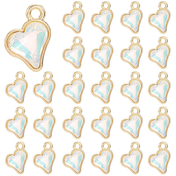 64 стеклянные брелоки шт., сердце прелести, со сплавочной фурнитурой, граненые
