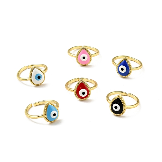 Эмалевая капля с дурным глазом открытое кольцо-манжета, позолоченные латунные украшения для женщин, без кадмия и без свинца