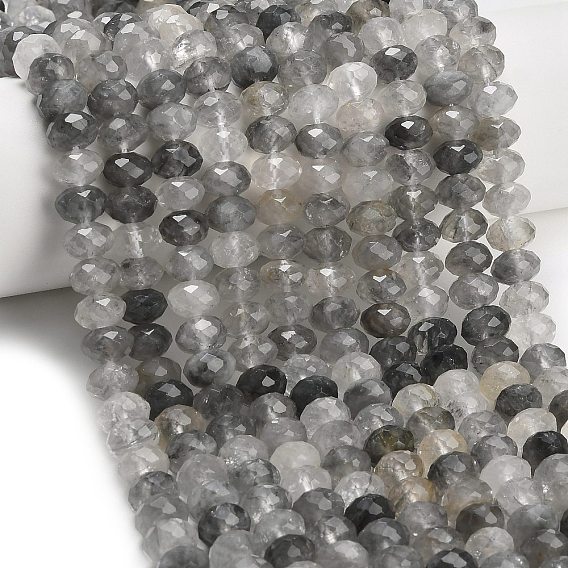 Естественный облачно кварц бисер пряди, рондель, граненые