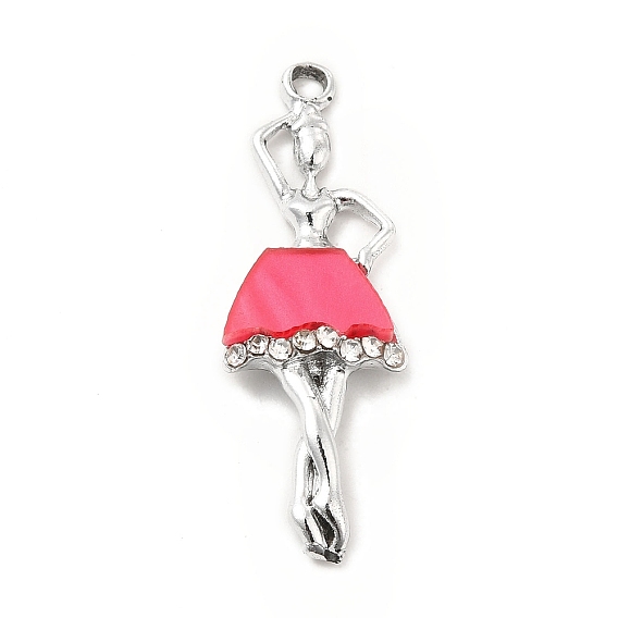 Стойки обшивки сплава эмали подвески, со стразами, без кадмия, без никеля и без свинца, платина, очарование танцора