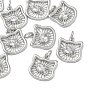 SHEGRACE Brass Clear Cubic Zirconia Charms, Cat Head Shape Charms, Cadmium Free & Lead Free & Nickel Free