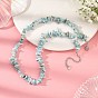 Natural Larimar Chip Beaded Necklaces with 304 Stainless Steel End Chains, Stainless Steel Color