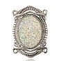 Alloy Resin Chandelier Components Links, Oval, Antique Silver, 64x43x8.5mm, Hole: 4mm