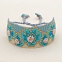 Friendship Flower Loom Pattern Seed Beads Bracelets for Women, Adjustable Nylon Cord Braided Bead Bracelets