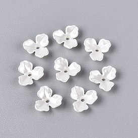 ABS Plastic Imitation Pearl Bead Caps, 3-Petal Flower
