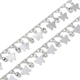 Цепочки ручной работы из латуни и страз, для ожерелья браслеты решений, долговечный, пайки, с катушкой, бабочка