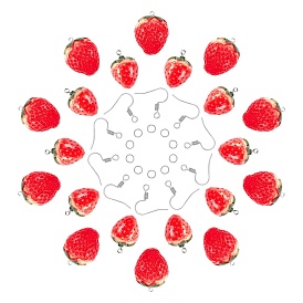 CHGCRAFT DIY Resin Dangle Earring Making Kits, 20Pcs Strawberry Resin Pendants, Iron Jump Rings & Earring Hooks