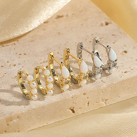 Geometric Pearl Zircon Earrings: Minimalist, Luxe Design for Unique Style.