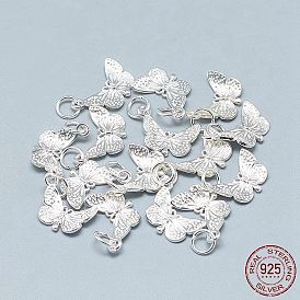 925 Sterling Silver Pendants, with 925 Stamp, with Jump Ring, Butterfly