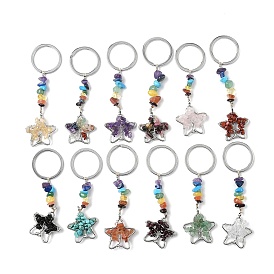 Звездные латунные брелки с драгоценными камнями, с железом, платина